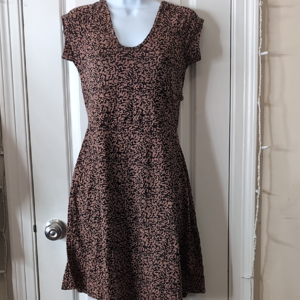 Pact Black and Brown Patterned Mini Dress